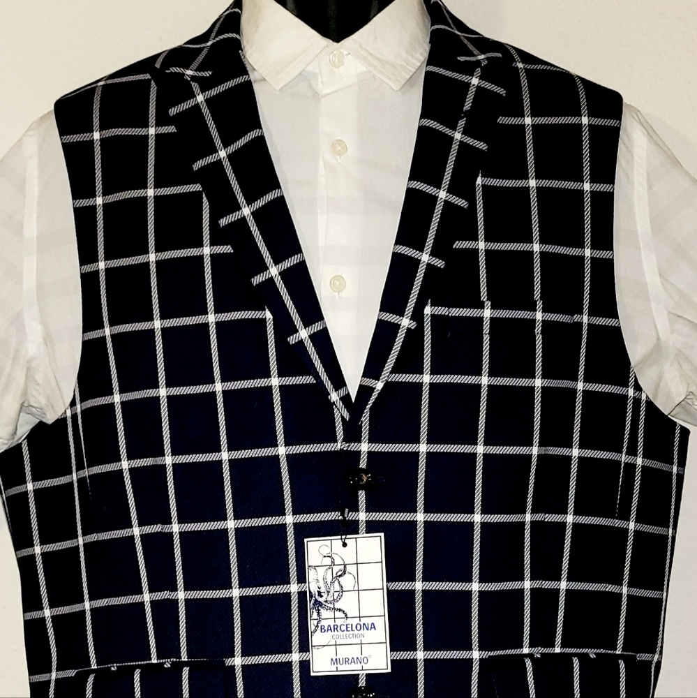 Murano Navy Window Pane Vest